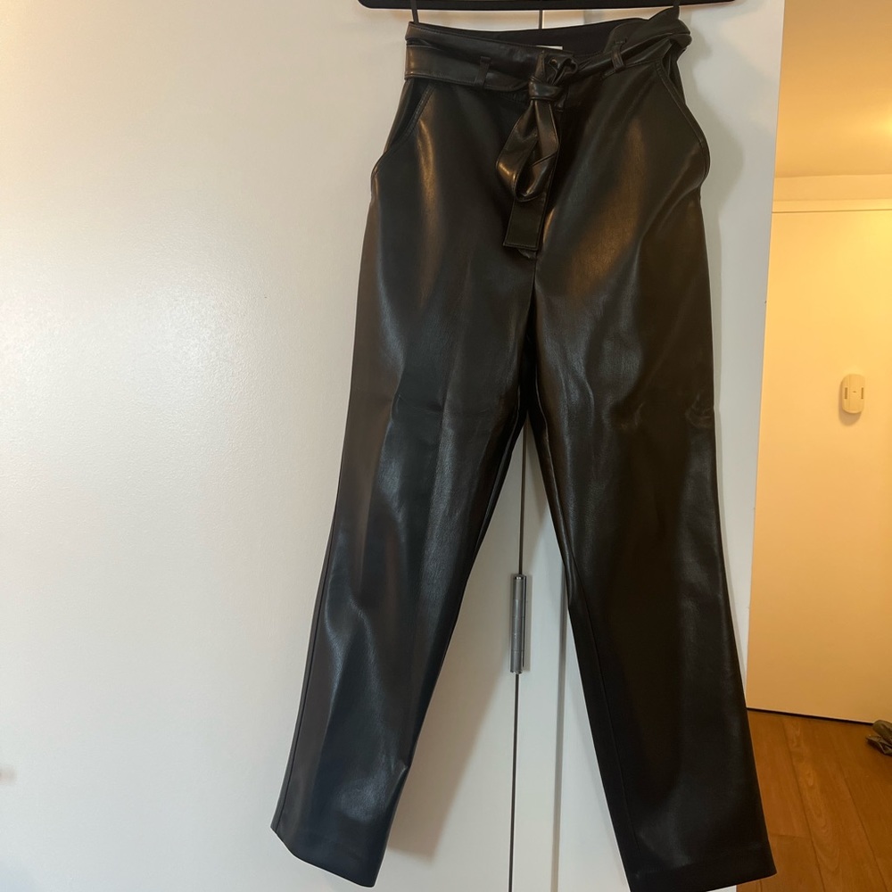 Babaton Tie-front Vegan Leather Pants